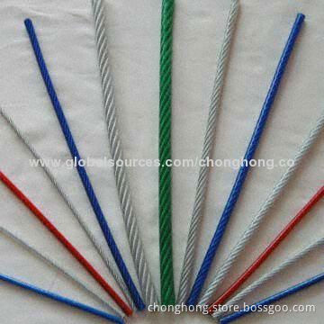 Plastic-coated Wire Ropes, Available in Various Sizes and Colors